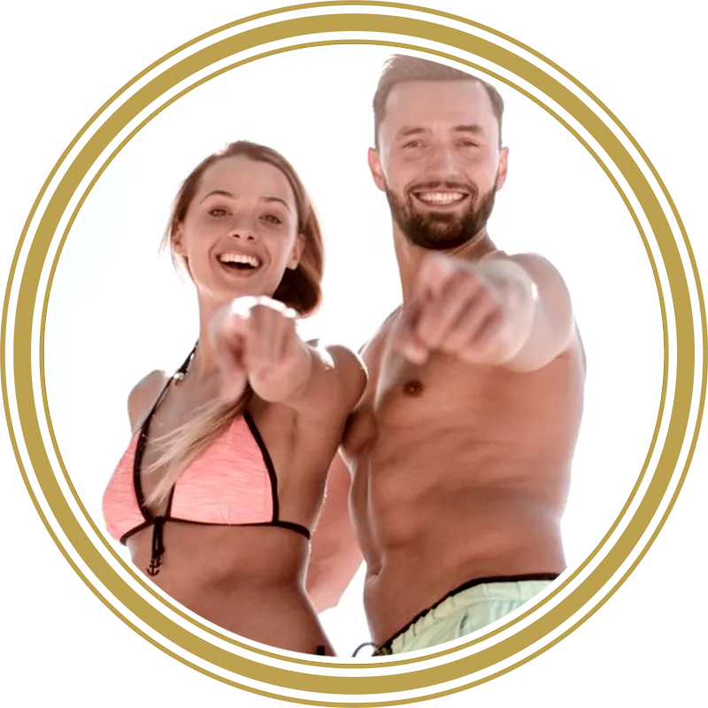 Young happy tanned couple